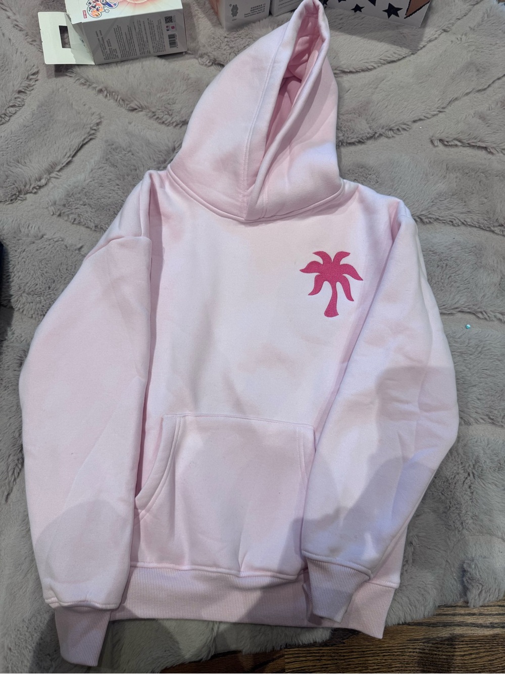Light Pink pink palm puff Palm Graphic Hoodie - Women
